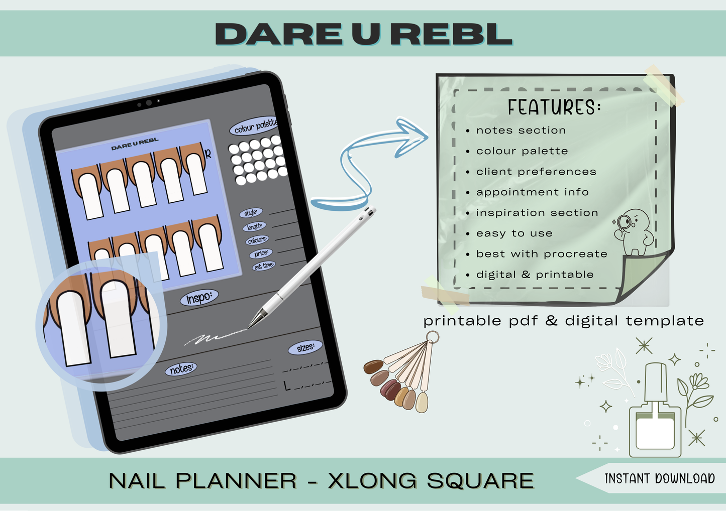 digital nail planner - square | 4 lengths