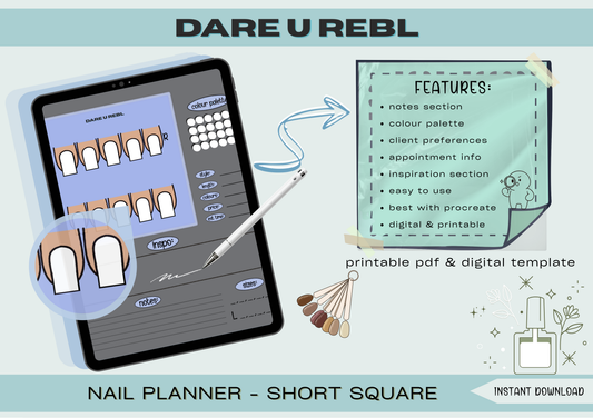 digital nail planner - square | 4 lengths