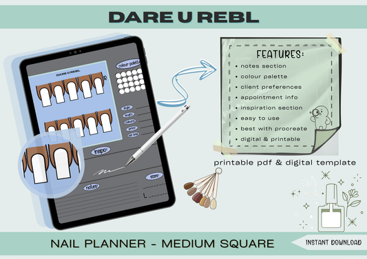 digital nail planner - square | 4 lengths